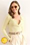 Women's Light Yellow Patched Camisole Blouse Blz-19000588