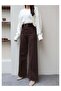Seam Detail Wide-Leg Stretch Fabric Trousers