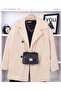 İkmal Unlined Women's Plush Short Beige Coat