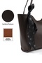 Brown Color Shk240 Faux Leather Zippered Single Compartment Hand, Arm and Shoulder Bag with Scarf Gift - 6