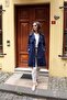 Navy 100% Cotton Gabardine Midi (95CM) Lined Belted Women's Trench Coat 1113 - 6
