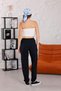 Women's Navy Blue High Waist Elastic Leg Jogger Pants with 4 Pockets - 3070 - 9