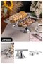 2-Pack Silver Rectangular, Stylish Cake, Pastry, Cookie and Dessert Serving Presentation Stand with Legs