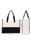 Elite Canvas Tote Bag Beach Bag Large Capacity Shopping Bag Women's Casual Shoulder Bag - 3