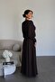 Brown Leather Corset Waist Tied Padded Maxi Long Premium Design Dress - 5