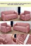 Bürümcük Cotton (3-3-1-1) Sofa Cover with Elastic Skirt (Powder Color)