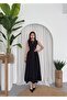 Crew Neck Pleated Midi Length Premium Pencil Invitation Dress - 7