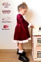 Burgundy Velvet Collar Skirt and Sleeve Lace Baby Girl Dress-Lia - 3