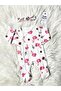 Crowned Swan Pattern Newborn Baby Girl Romper Set with Ecru Bandana - 2