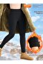 Black thermal leggings with plush inside warm and tightening t Shaping / Sculpting knitted leggings black color - 6