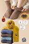 Teddy Bear Patterned Thermal Women's Towel Winter Socks Set 3 Pairs