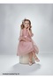 Girls' Princess Style Polka Dot Lace Buckled Festive Dress - Dusty Rose - 4