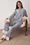 Mavi Çiçekli Viskon Dokuma Pijama Takımı THMAW26PT00185