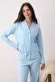 Mavi %100 Pamuklu Cep ve Manşetli Örme Pijama Takımı THMAW26PT00230 - 2