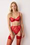 Red Lace Garter Lace-Like Knit Fixed Cup Underwear Set Thmss25Cc00025