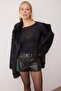 Black Faux Leather Extra Mini Shorts Tpraw26Sr00004