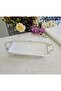 Cast Edge Frameded Footed Porcelain Presentation Plate 30*14 Silver