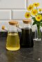2 Pieces 900 ml Vacuum Borosilicate Oil Pot with Bamboo Lids (Including Bamboo Base in the Set)