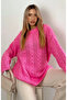 Women's Hair Braid Patterned Oversize Soft Long Sleeve Knitwear Sweater - 7