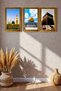 Kaaba, Mescid-I Nebevî, Mescid-I Aksa Frame View Mdf Triple Islamic Table Model, Religious Wall Decoration - 7