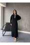Women's Polo Collar Buttoned Knitwear Dress - 4
