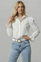 Women's White Eyelet Embroidery Detailed Princess Vintage Shirt - 4