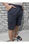 Men's Sport Shorts Comfortable Fit Rain Pattern Cargo Pockets Navy Blue - 4