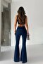 High Waist Flared Women's Leggings - Blue - 3