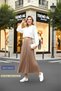 Elastic Waist Pleated Skirt - Color Caramel (Standard Size) - 8
