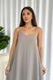 Thin Strap V-Neck Long Dress - Gray - 3