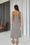 Thin Strap V-Neck Long Dress - Gray - 2