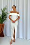 Madonna Collar Slit Detail 3 Color Dress - White