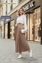 Elastic Waist Pleated Skirt - Color Caramel (Standard Size) - 6