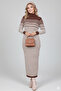 6143 Turtleneck Striped Knitwear Dress Brown