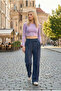 The woman's wide-legged trousers with ribbed pockets - 4