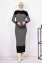 6104 Turtleneck Striped Dress Black