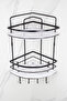 Crystal Shelf Stainless Double Shampoo Holder with Black Lamas Adhesive Bathroom Organizer Corner Shelf - 3