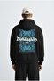 Unisex Oversize Embossed Printed Premium Hooded Sweatshirt Cobalt Blue - 4