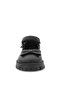 Black Matte Thick Sole Metal Detailed Velcro Girls' Ballerinas - 4