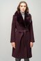 Fur Collar and Snap Closure Coat with Detachable Waist Belt Mürdüm 3016 - 3