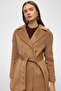 Epaulet Detailed Snap Closure Oversize Moher Coat Kamel 3147 - 3