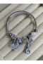 Silver Color Heart Detailed Multi Charms Bracelet