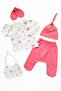 Bow Pattern Rose 5-Piece Newborn Baby Girl Hospital Release Set - 2