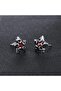 Red Star Zircon Stone Biker Modern Men's 316L Steel Earrings (Pair) - 2