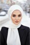 White Ribbed Bow Hijab Beanie - 2