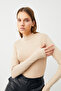 Women's Gray Cream Navy Blue Red White 5-Piece Finger Detailed Bodysuit - 6