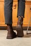 Adrinal Bitter Brown Stretch Belt Detail Flat Sole Women's Sports Boots - 3