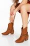 Handmade Pointed Metal Detailed Tan Heeled Suede Women's Short Pull-on Cowboy Boots - 5