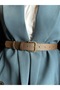 Loyal Rectangular Patterned Women's Gold Buckle Belt Coat Belt Dress Belt Trouser Belt - 2