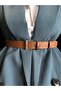 Lyric Square Patterned Women's Silver Buckle Belt Jacket Belt Dress Belt Trouser Belt - 2